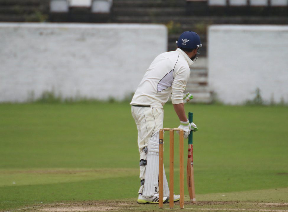 cricketer taking guard