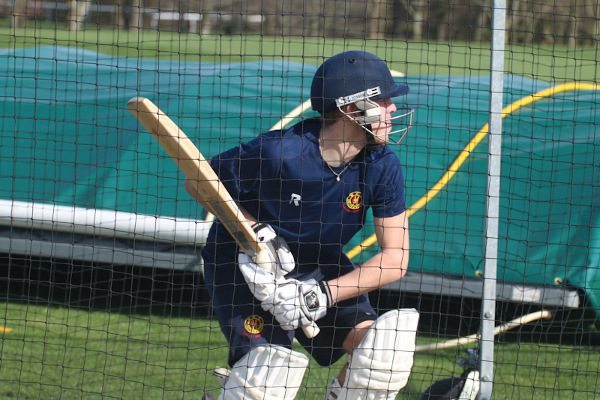 MCCU batsman waits to face in the nets