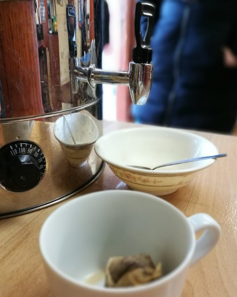 tea urn at a cricket match