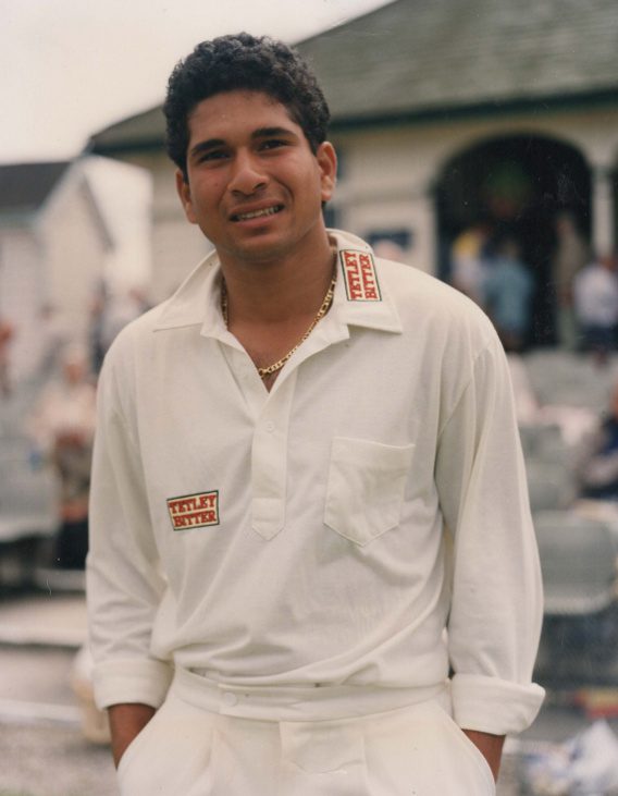 sachin tendulkar in his yorkshire ccc shirt