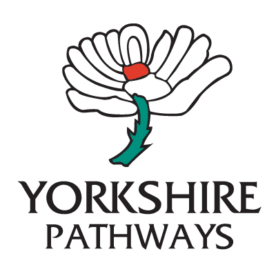 Yorkshire-pathways cricket logo with Yorkshire white rose and Yorkshire Pathways in black bold letters underneath