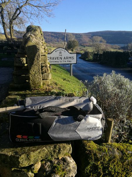 cricket bag near craven arms sign in appletreewick