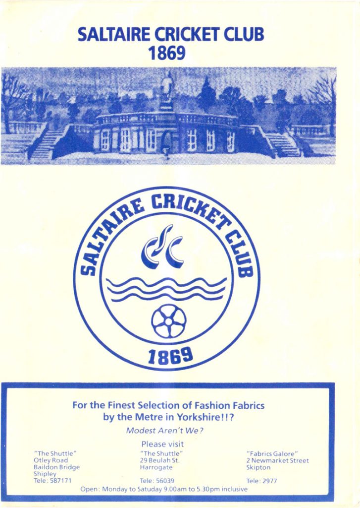 saltaire cricket club programme