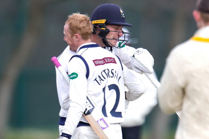 jonny tattersall celebrates his first-class hundred