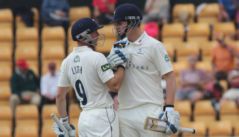 alex lees and adam lyth celebrate for yorkshire